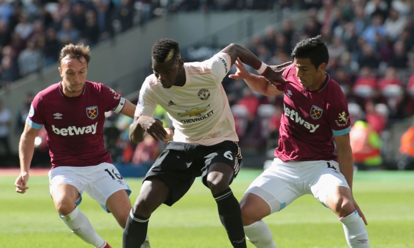 Paul Pogba of Manchester United against West Ham