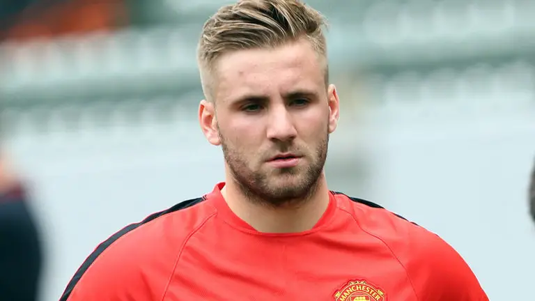 Luke Shaw in training at Manchester United.