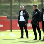 Michael Carrick in training with the Manchester United coaches.