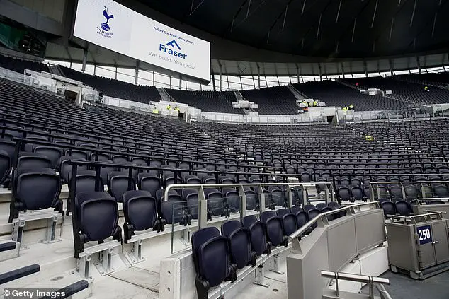 Rail seating has been installed at the Tottenham Hotspur Stadium