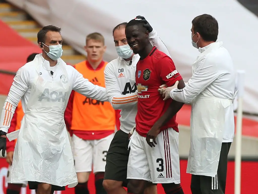 Manchester United star Eric Bailly was taken off with a head injury.