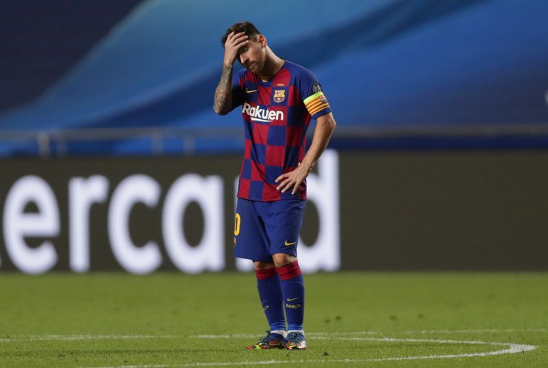 Lionel Messi vcut a forlorn figure against Bayern Munich