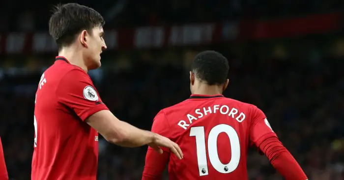 Manchester United stars Harry Maguire and Marcus Rashford were seen arguing against Tottenham 