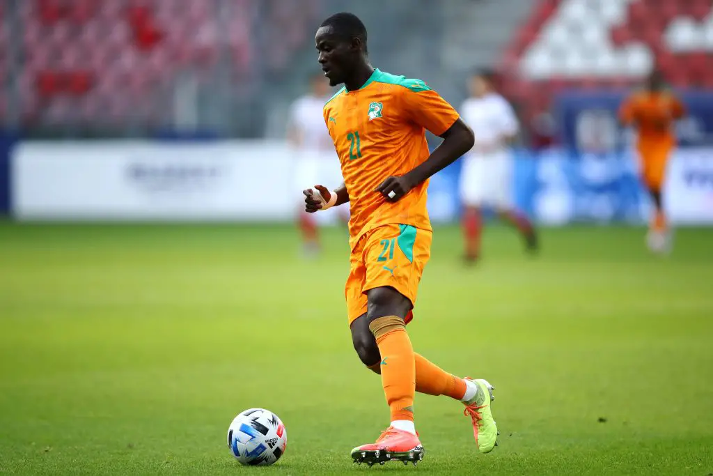 Eric Bailly of Ivory Coast in action during the international friendly match between Japan and Ivory Coast.