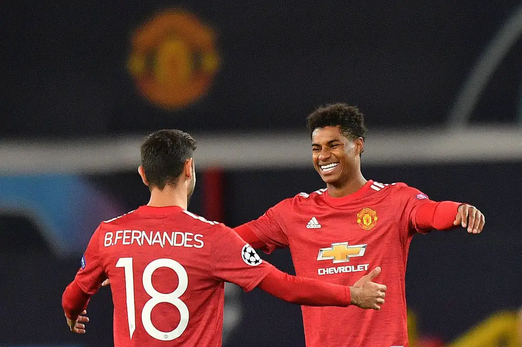 Marcus Rashford reacts to Manchester Utd win over Arsenal. (GETTY Images)