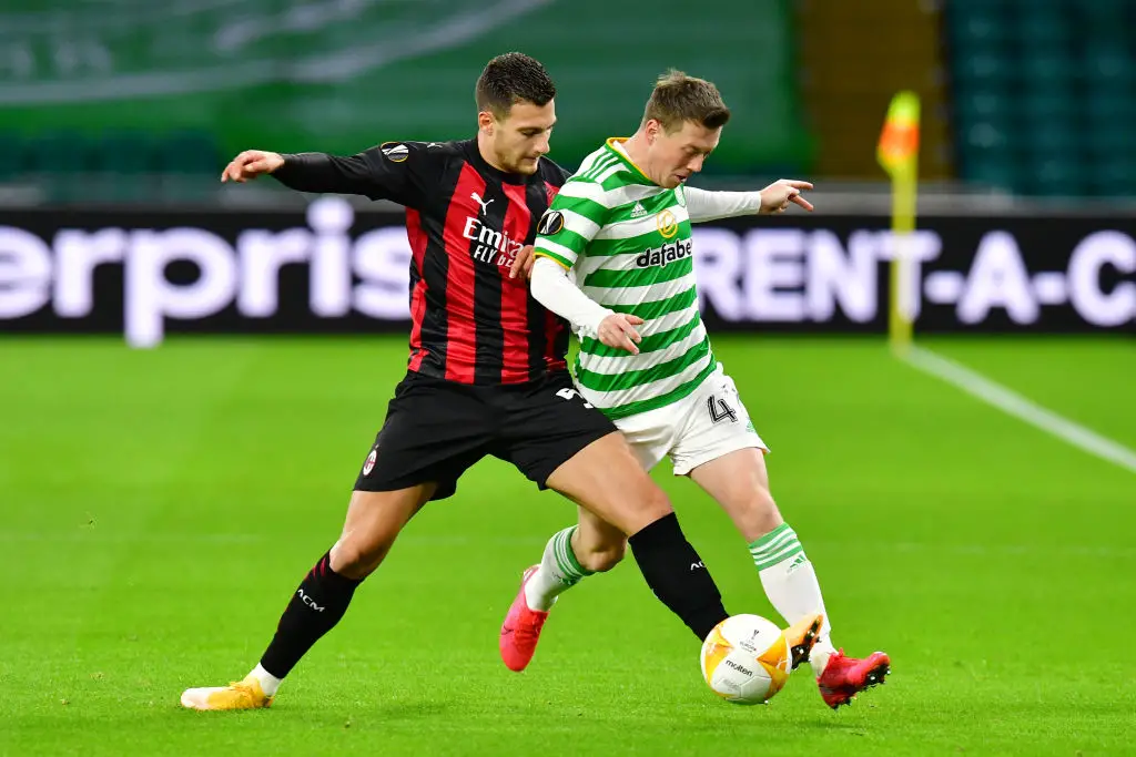 Diogo Dalot in action for AC Milan in the UEFA Europa League.