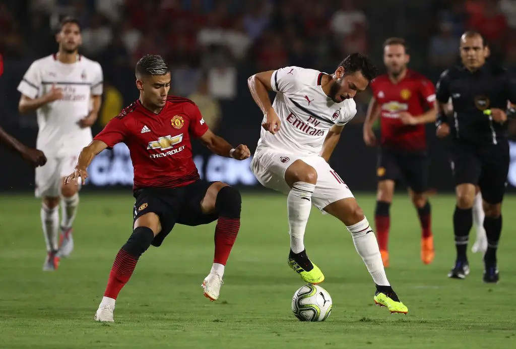Hakan Calhanoglu in action against Manchester United in the International Champions Cup. (GETTY Images)