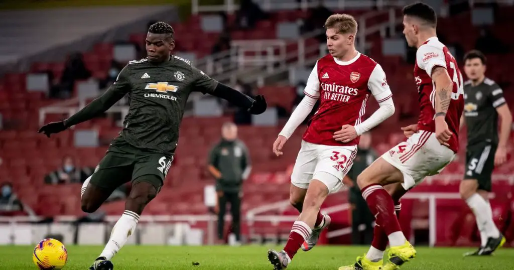 Arsenal starlet, Emile Smith Rowe has named Manchester United ace Paul Pogba as the toughest opponent he has faced in the Premier League.
