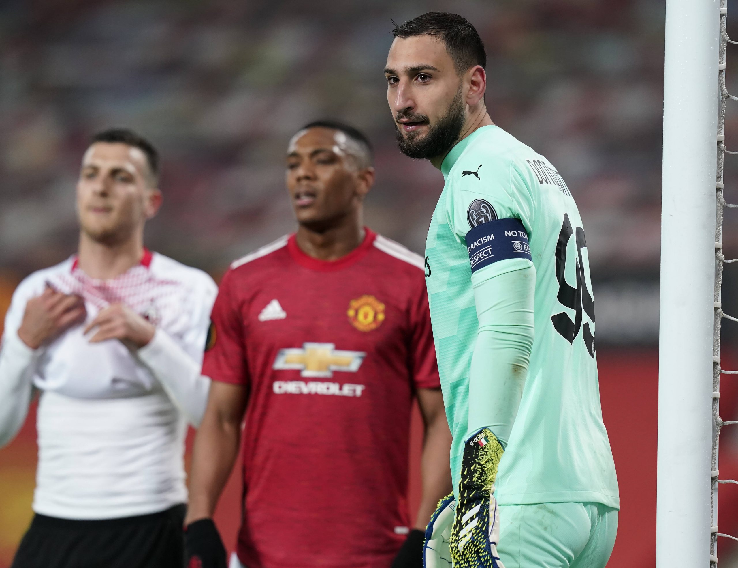 Gianluigi Donnarumma of AC Milan during the UEFA Europa League match at Old Trafford, Manchester.