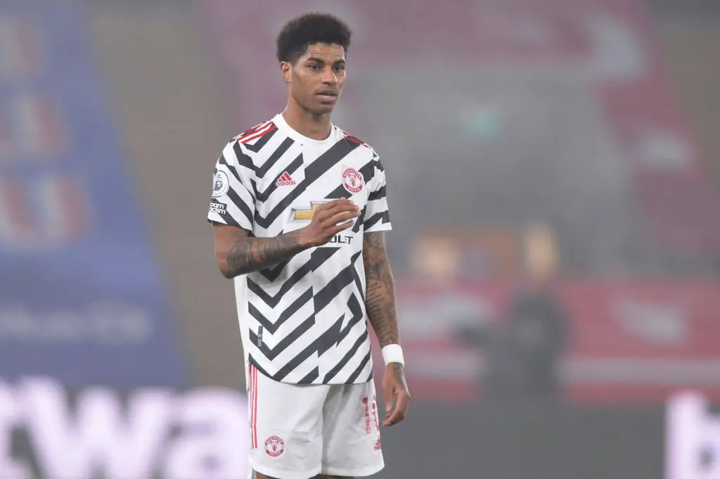 Marcus Rashford suffered a potential injury against AC Milan. (imago Images)