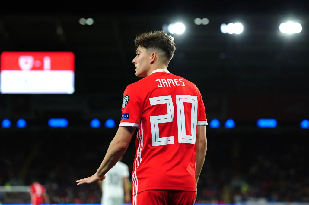 Manchester United winger, Daniel James, in action for Wales.