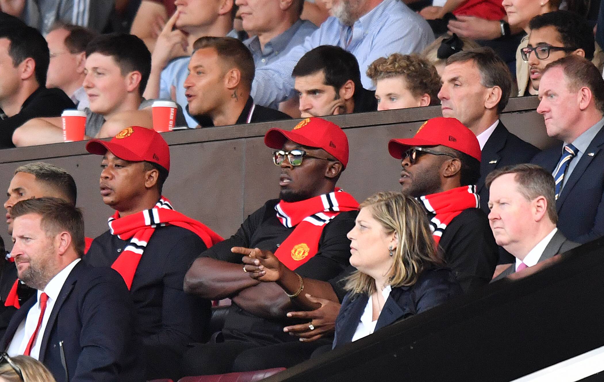 Usain Bolt in attendance at Old Trafford as Manchester United face Leicester City. (imago Images)