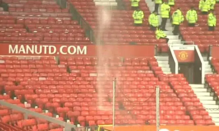 Waterfall that occurred from the roof at Old Trafford in 2019