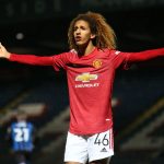 Hannibal Mejbri of Manchester United U21 looks on during the EFL Trophy match between Rochdale and Manchester United U21.