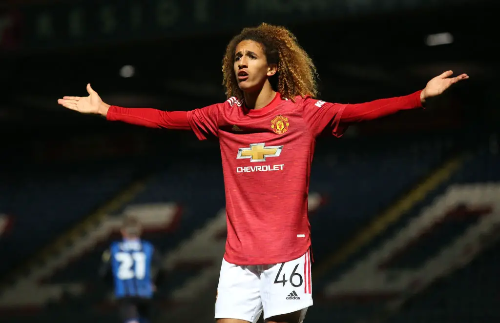 Ralf Rangnick hopes that Hannibal Mejbri can become part of the Manchester United first-team by the end of this season. (Photo by James Gill - Danehouse/Getty Images)