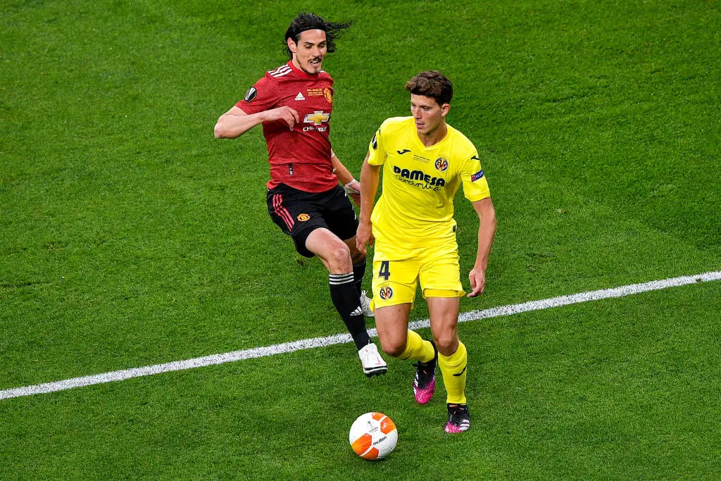Edinson Cavani en action pour Manchester United contre Villarreal.
