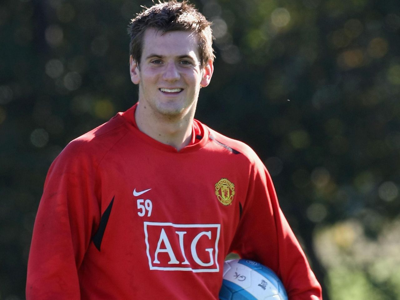 Tom Heaton of Manchester United in action during a First Team Training Session at Carrington Training Ground on October 5 2007.