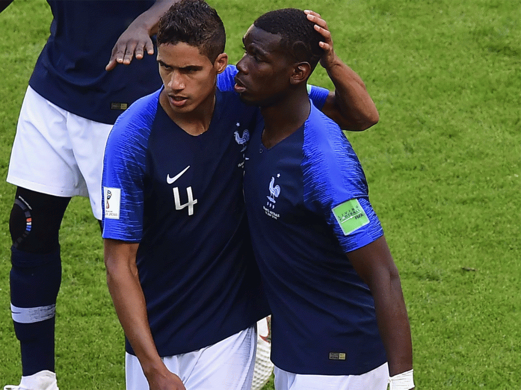 Manchester United midfielder, Paul Pogba, with Raphael Varane for France.