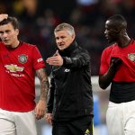 Eric Bailly and Victor Lindelof with Manchester United manager, Ole Gunnar Solskjaer.