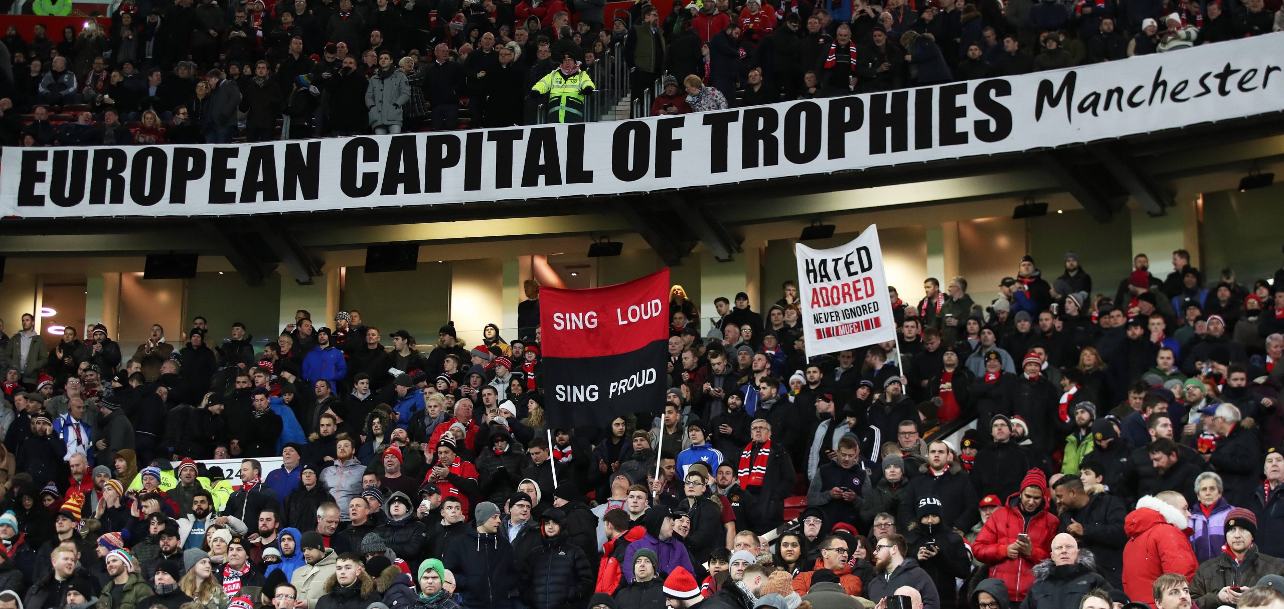 Fans of Manchester United at Old Trafford. COLORSPORT/LYNNE CAMERON