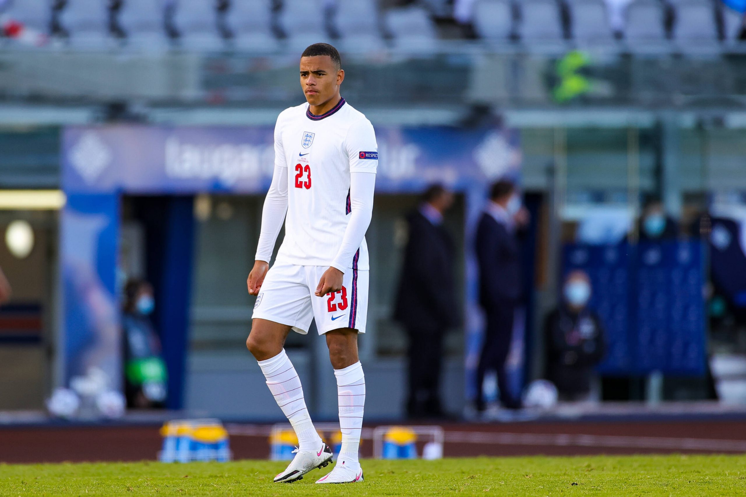 Mason Greenwood in action for England vs Iceland.