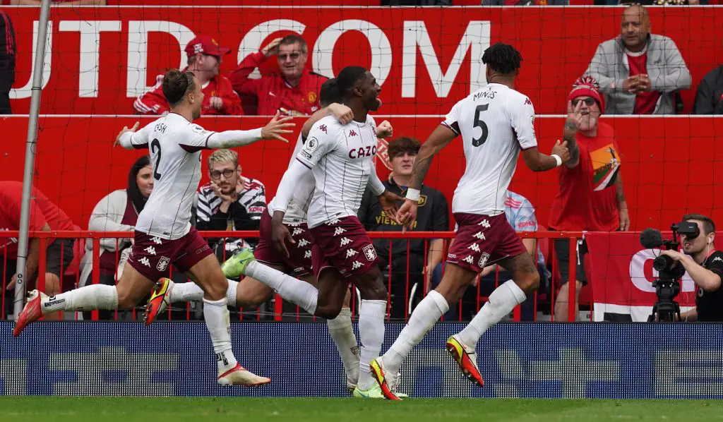 Kortney Hause celebrates his goal vs Manchester United.