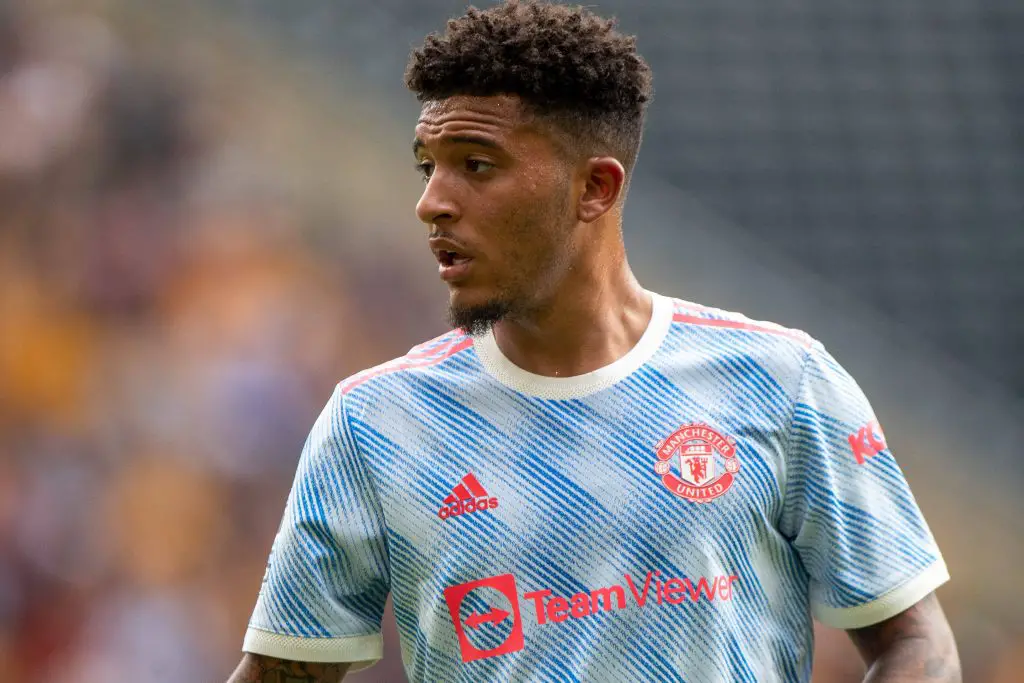 Jadon Sancho scored his first goal of the season as Manchester United won 2-0 against Villarreal.