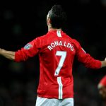 Cristiano Ronaldo wears the number 7 kit at Manchester United.