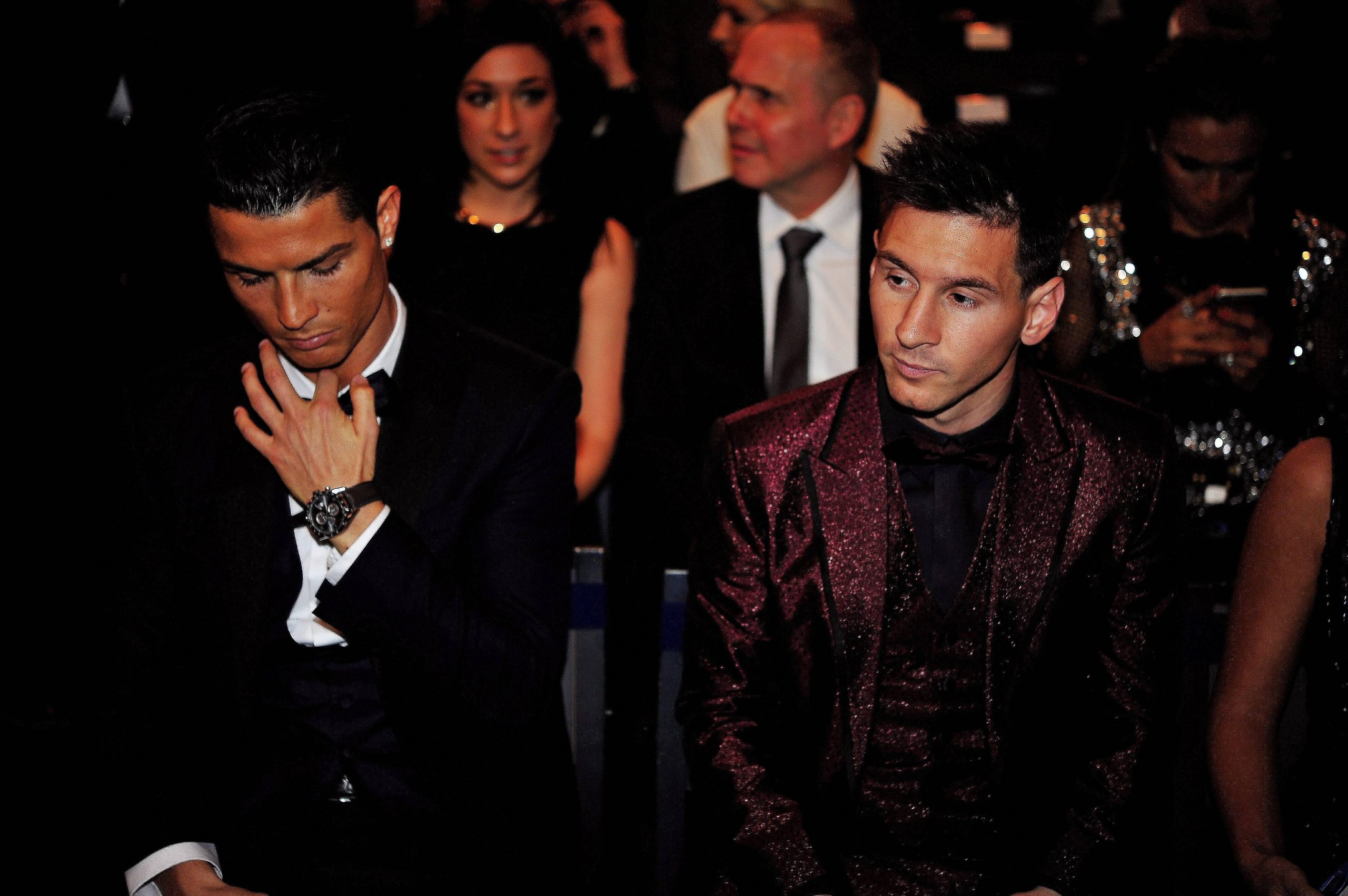 Cristiano Ronaldo with Lionel Messi.