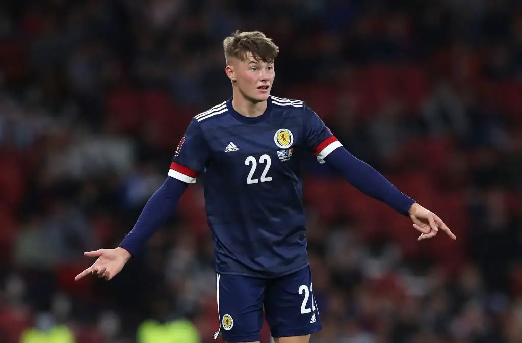 Manchester United transfer target Nathan Patterson of Scotland is seen in action during the 2022 FIFA World Cup Qualifier match between Scotland and Moldova at Hampden Park.