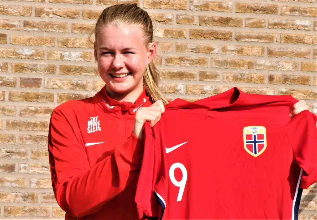 Karna Solskjaer of Manchester United Women U21's with the Norway home kit. 