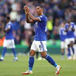 Youri Tielemans of Leicester City applauds fans at full-time..