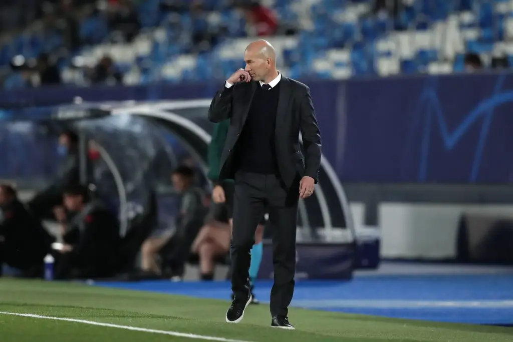 Manager Zinedine Zidane was shortlisted by a leading agent as a potential replacement to Ole Gunnar Solskjaer at Manchester United. (Photo by Gonzalo Arroyo Moreno/Getty Images)
