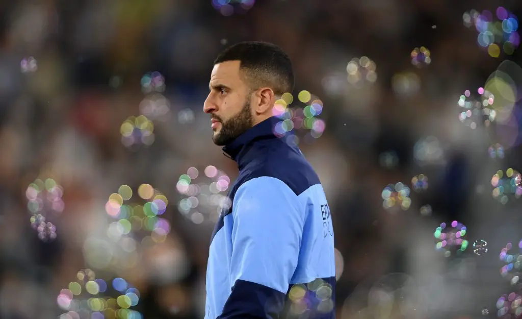 Man City star Kyle Walker could be out with an injury to face Manchester United on Sunday. (Photo by Mike Hewitt/Getty Images)