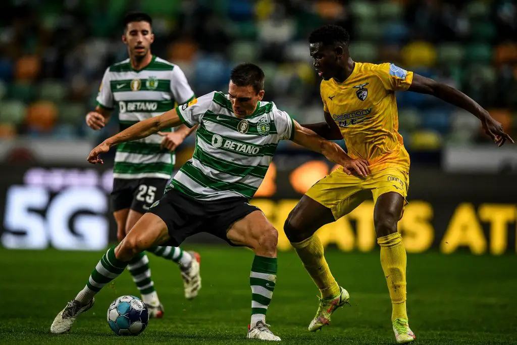 Manchester United battle Tottenham Hotspur and Atletico Madrid for Sporting Lisbon midfielder Joao Palhinha.  (Photo by PATRICIA DE MELO MOREIRA/AFP via Getty Images)