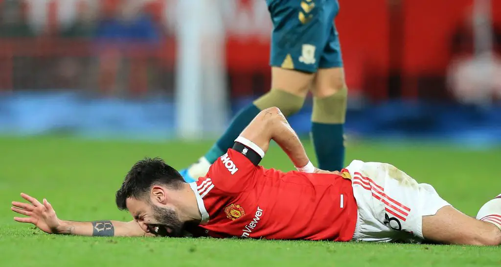 Ralf Rangnick issues injury update on Manchester United duo Jadon Sancho and Bruno Fernandes. (Photo by LINDSEY PARNABY/AFP via Getty Images)