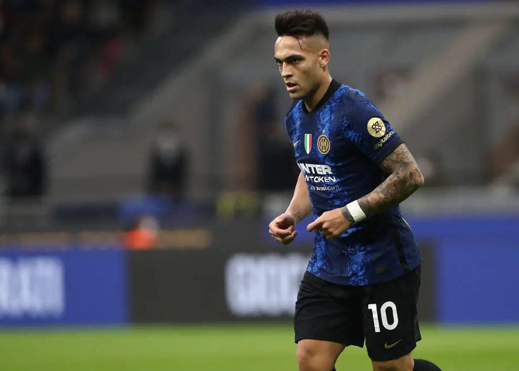 Lautaro Martinez future stance amid transfer links to Man United and Barcelona. (Photo by Marco Luzzani/Getty Images)