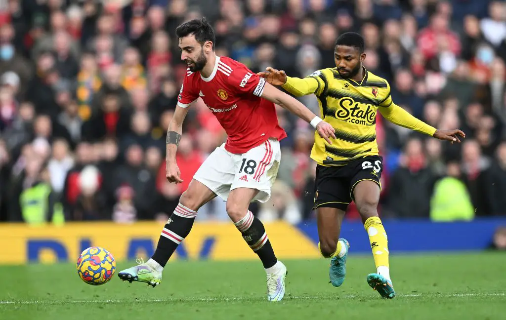 Bruno Fernandes missed a few opportunities against Watford to help his team win the game. (Photo by Nathan Stirk/Getty Images)