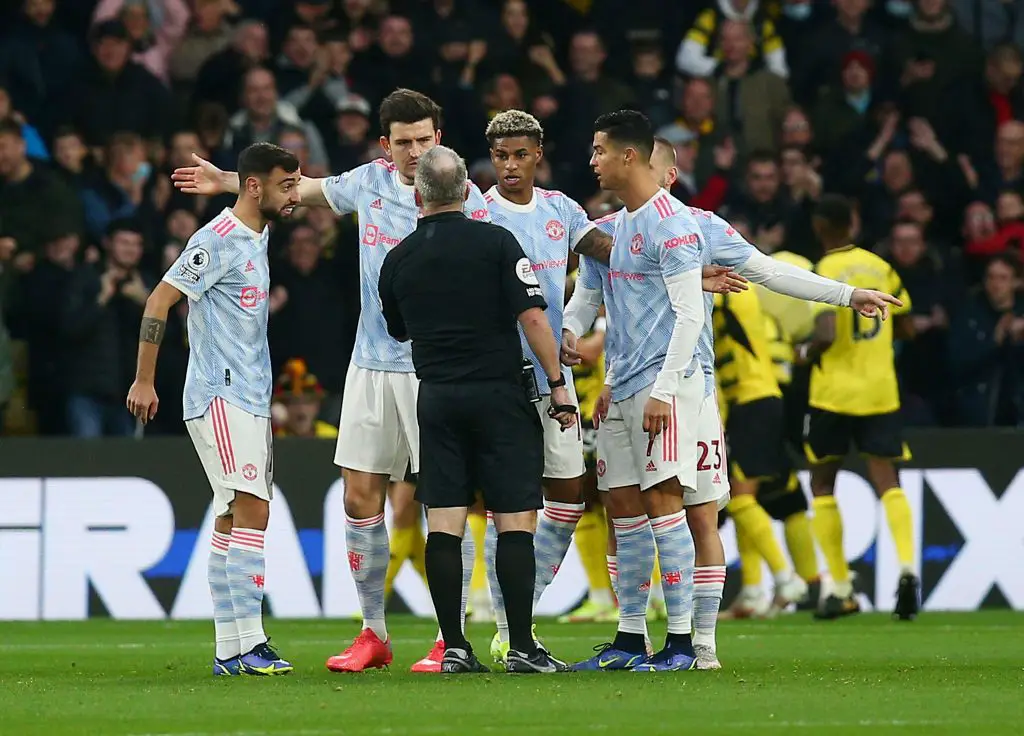Harry Maguire and Marcus Rashford at odds with Cristiano Ronaldo over dressing room conduct. (Photo by Charlie Crowhurst/Getty Images)