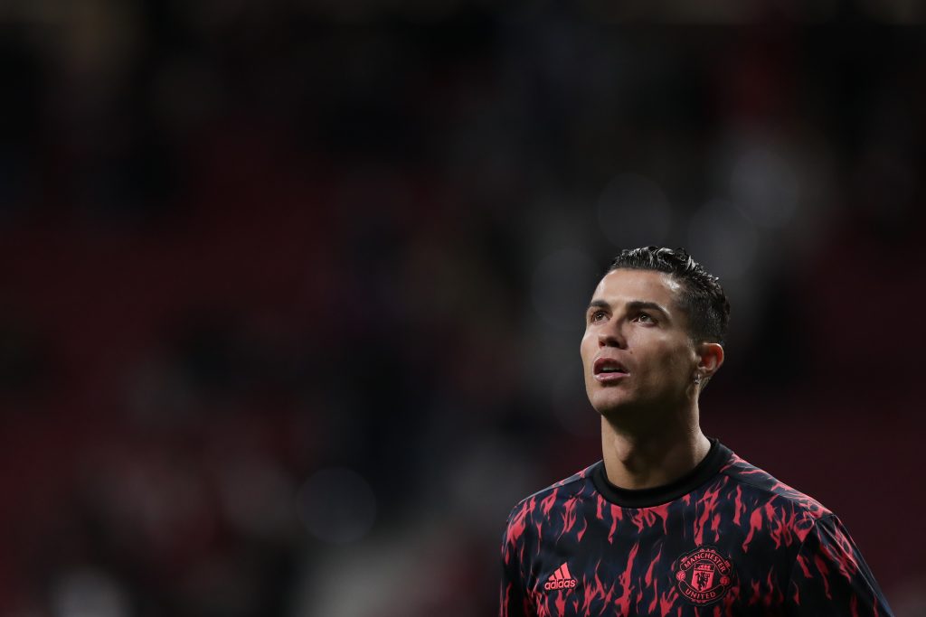 Manchester United forward Cristiano Ronaldo was not with the squad and is a huge doubt to face Leicester City . (Photo by Gonzalo Arroyo Moreno/Getty Images)