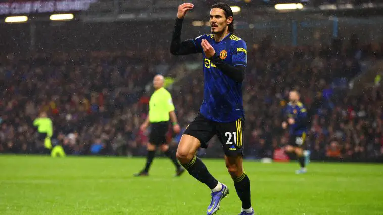 Edinson Cavani of Manchester United in action against Burnley. (Photo by Clive Brunskill/Getty Images)