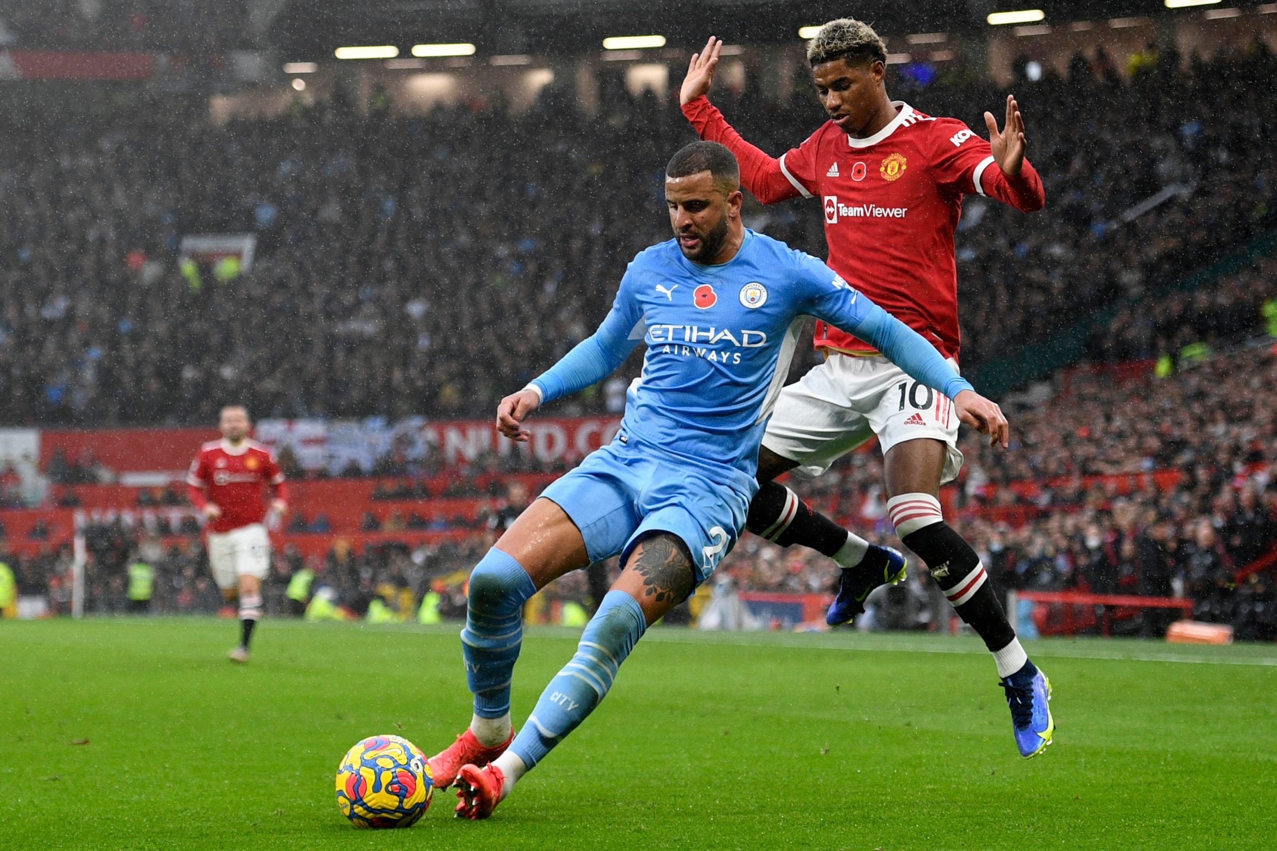 The Manchester derby is one of Europe's most fierce rivalries. (Photo by OLI SCARFF/AFP via Getty Images)