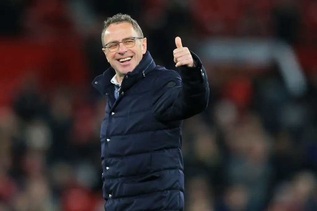 Ralf Rangnick urges Manchester United fans to create an atmosphere at Old Trafford to scare Atletico Madrid. (Photo by LINDSEY PARNABY/AFP via Getty Images)