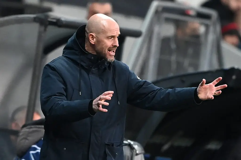 Ajax Amsterdam manager Erik ten Hag plays down Manchester United links amid English lessons rumours. (Photo by OZAN KOSE/AFP via Getty Images)