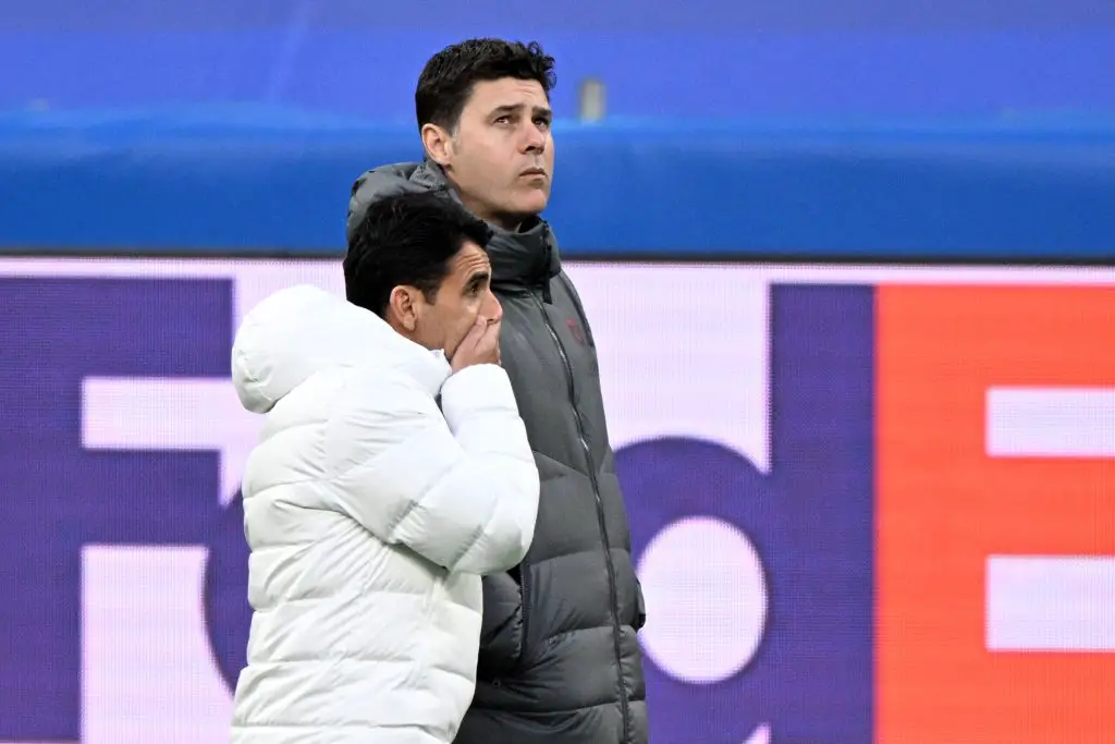 Paris Saint-Germain boss Mauricio Pochettino is at risk of being sacked and will seek to become Manchester United's next manager.  (Photo by GABRIEL BOUYS/AFP via Getty Images)