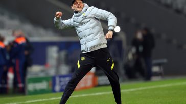 Thomas Tuchel celebrates against Lille. (Photo by Catherine Ivill/Getty Images)