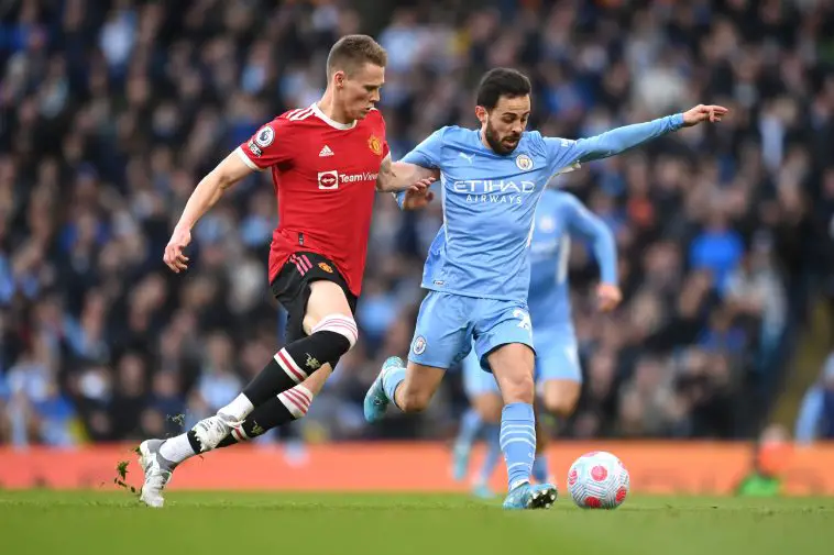 Scott McTominay in action against Manchester City. (Photo by Michael Regan/Getty Images)