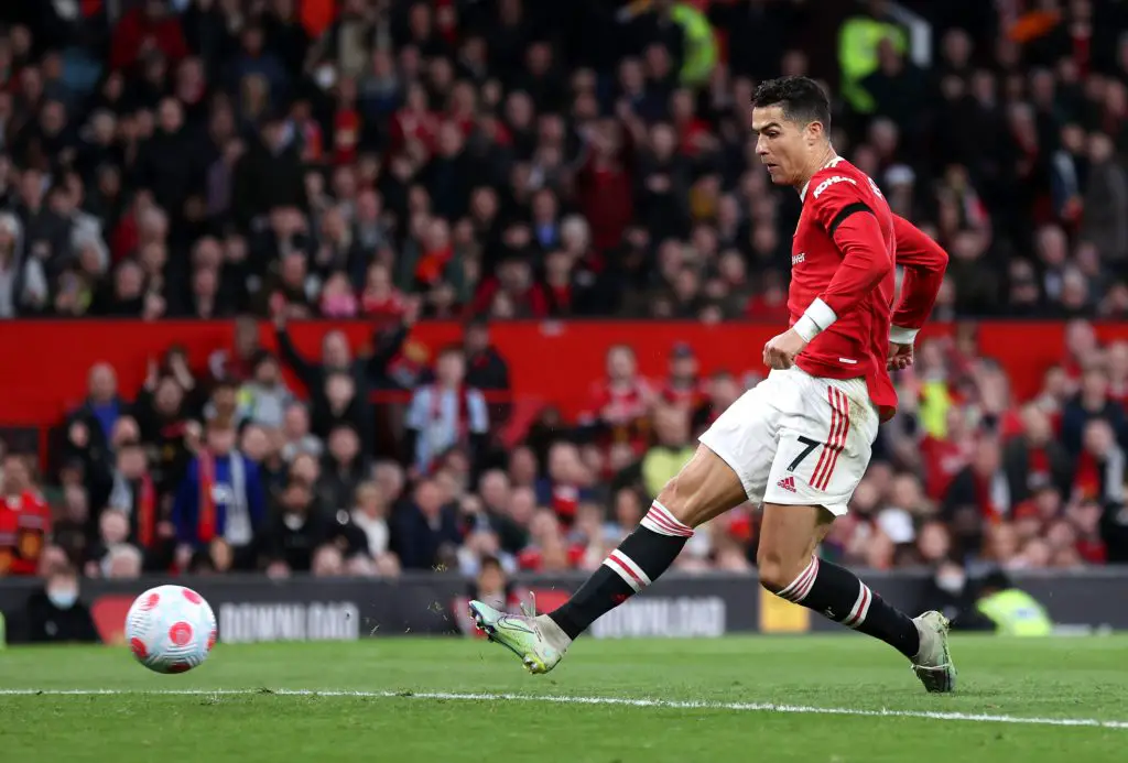 Cristiano Ronaldo of Manchester United won the Premier League Goal of the Month for March. (Photo by Naomi Baker/Getty Images)