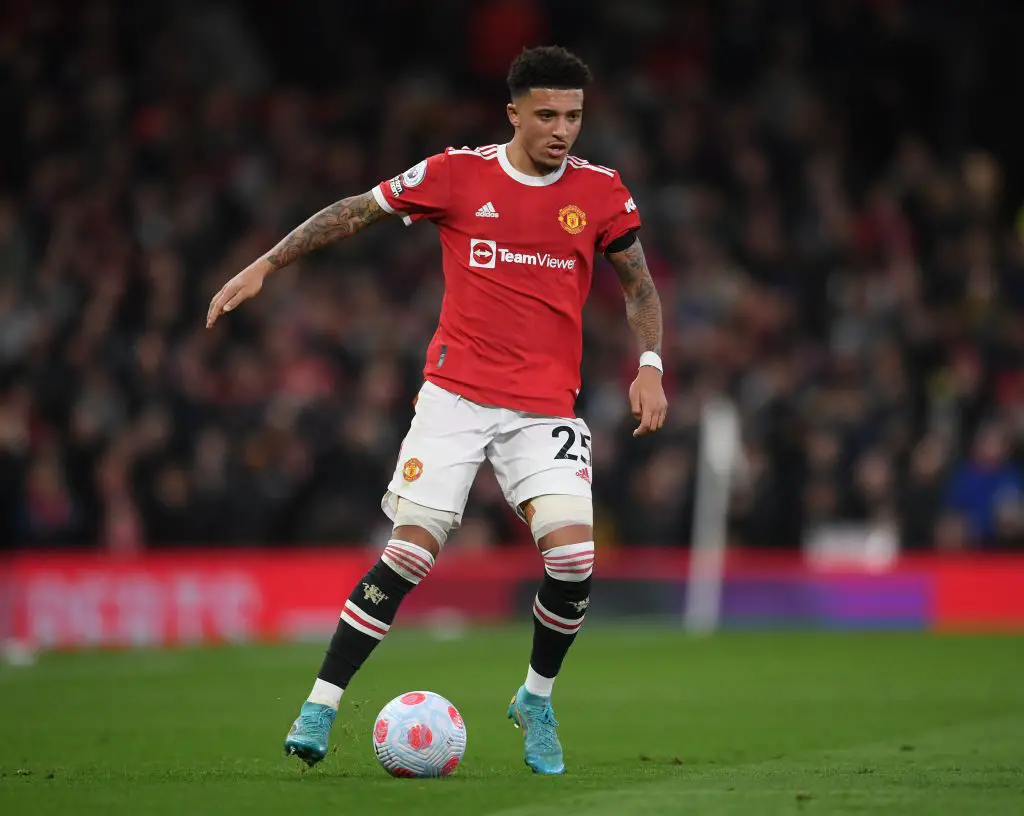Jadon Sancho is back in training for Manchester United. (Photo by Michael Regan/Getty Images)