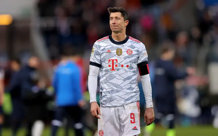 Robert Lewandowski has been linked with a move to Man United. (Photo by Joosep Martinson/Getty Images)
